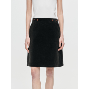 饰扣袢短裙半裙 棉氨混纺灯芯绒侧拉链装 华吉言 绿皮书