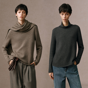 上衣毛衫 绵羊毛山羊绒混纺立领长袖 可可燕麦 华吉言