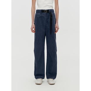 百搭休闲裤 华吉言 裤 100棉复古做旧水洗松紧腰直筒工装 莫兰迪