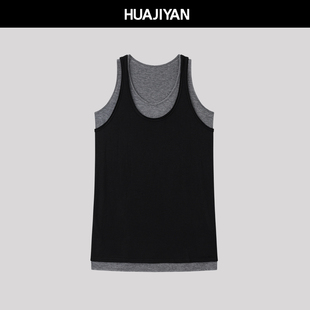 U领背心 羊毛混纺真两件无袖 华吉言 双阶