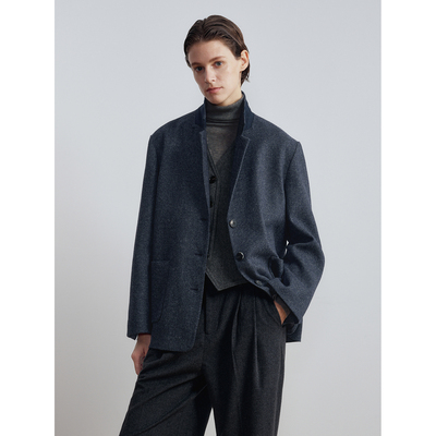 华吉言【海王星】羊毛混纺平驳领直身西装外套