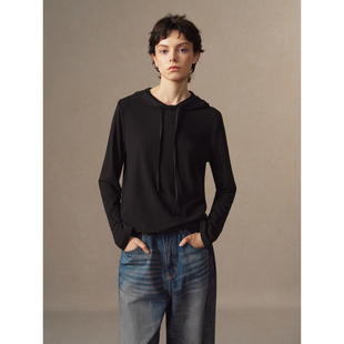 卫衣短外套上衣 羊毛天丝混纺抽绳连帽长袖 华吉言 小森林