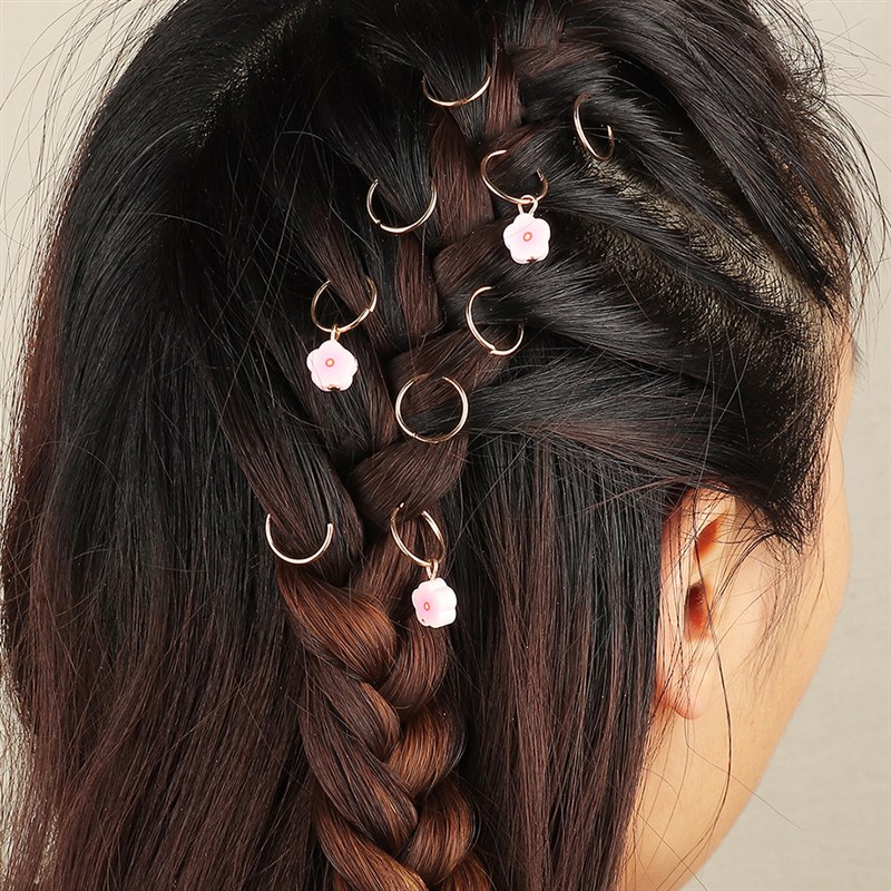 欧美跨境头饰街拍小辫潮流头饰个性DIY小花爱心吊坠发饰气质