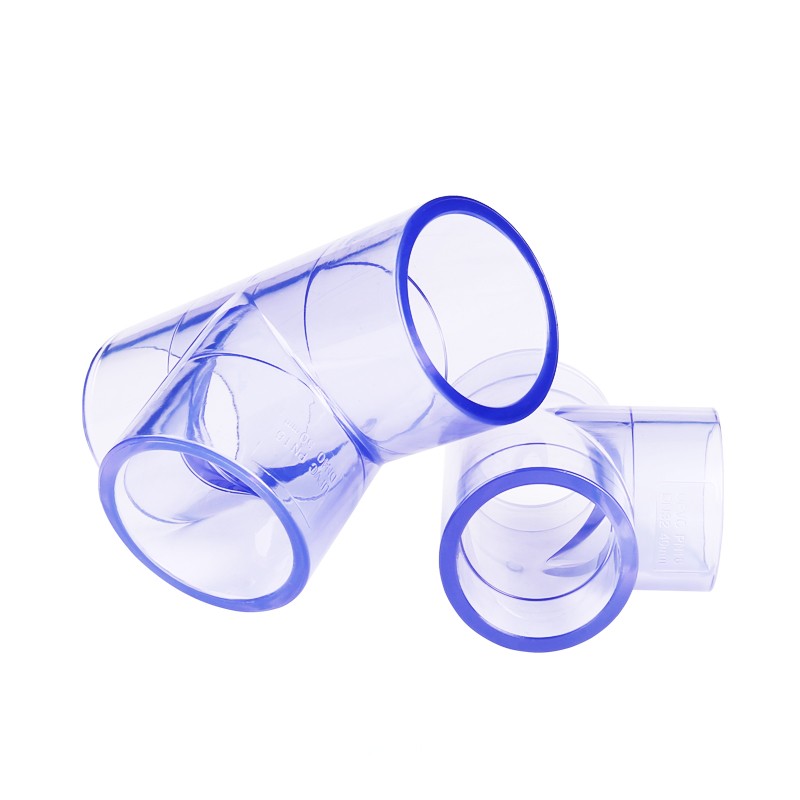 pvc水管配件UPVC透明管三通接头鱼缸管件给水管90塑料正三通管子