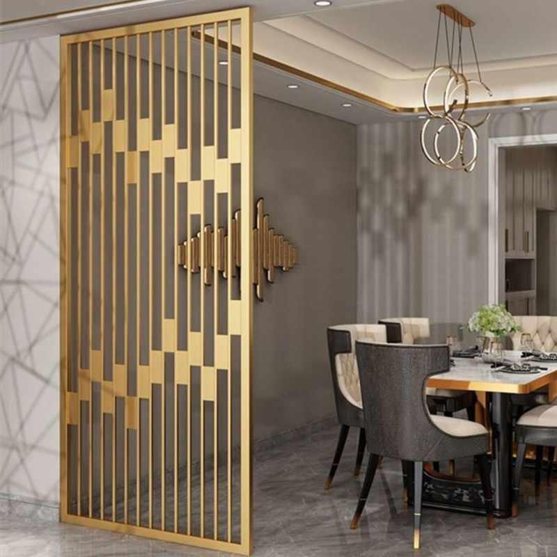 北欧屏风隔断墙创意镂空不锈钢客厅入户玄关餐厅置物花架干湿分离