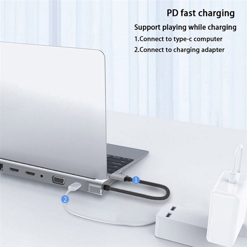 12 in 1 Fast USB Type C Hub For Dual 4K Docking station dua