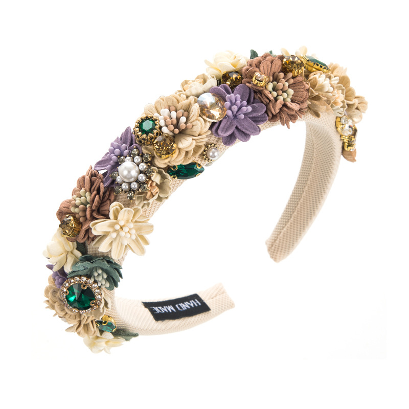 和鸣发箍欧美时尚气质巴洛克风花卉珍珠发箍女走秀街拍高质量发饰