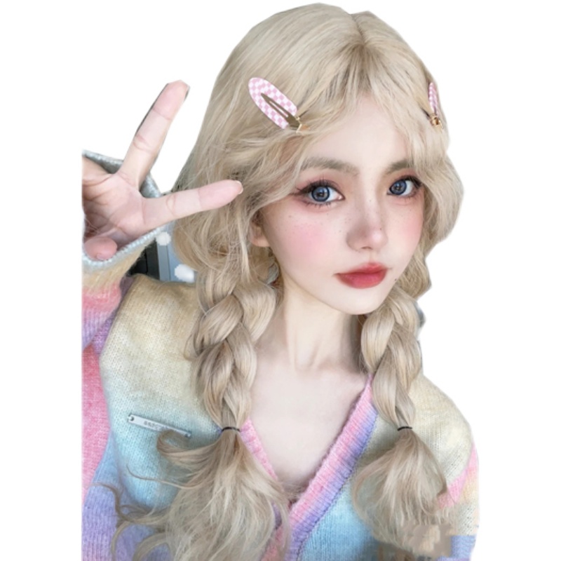 假发女网红日常jk羊毛卷日系Lolita长卷发原宿自然卷刘海金色假发