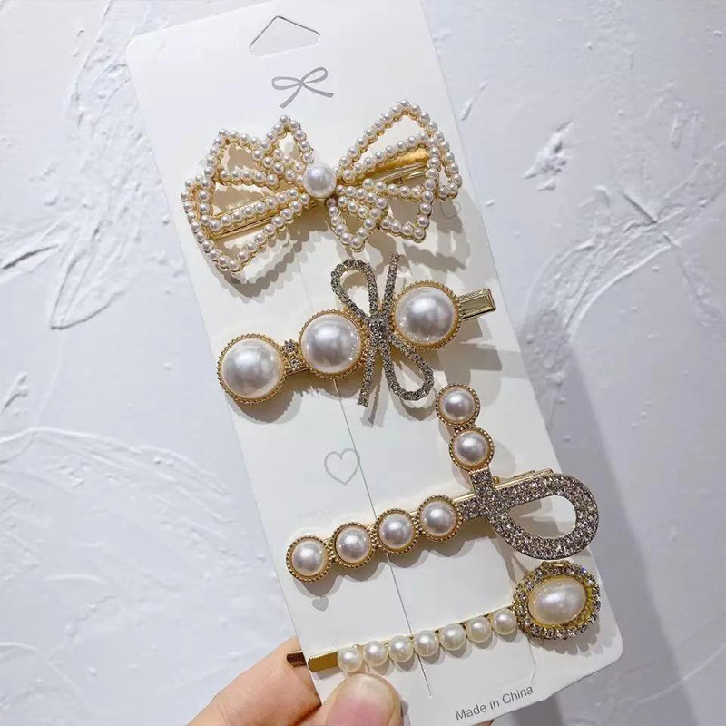 1Set Handmade Pearls Hair Clips Pin for Women Fashion Geomet