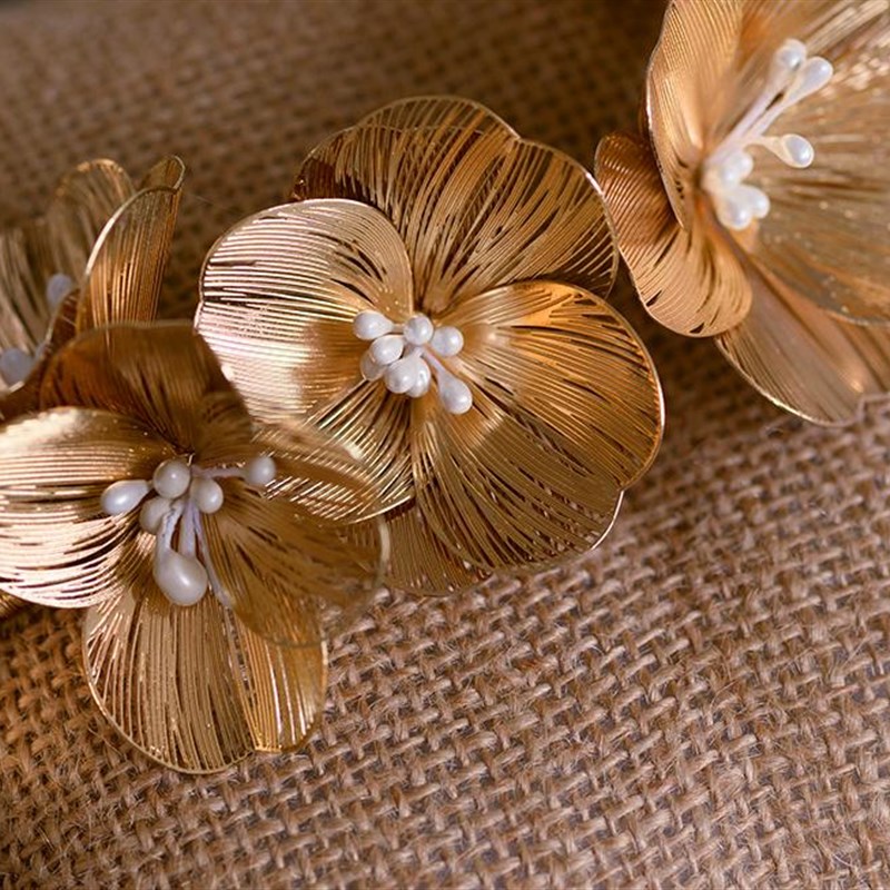 Baroque Headband Tiara Gold Color Flower Floral Hairband Hea