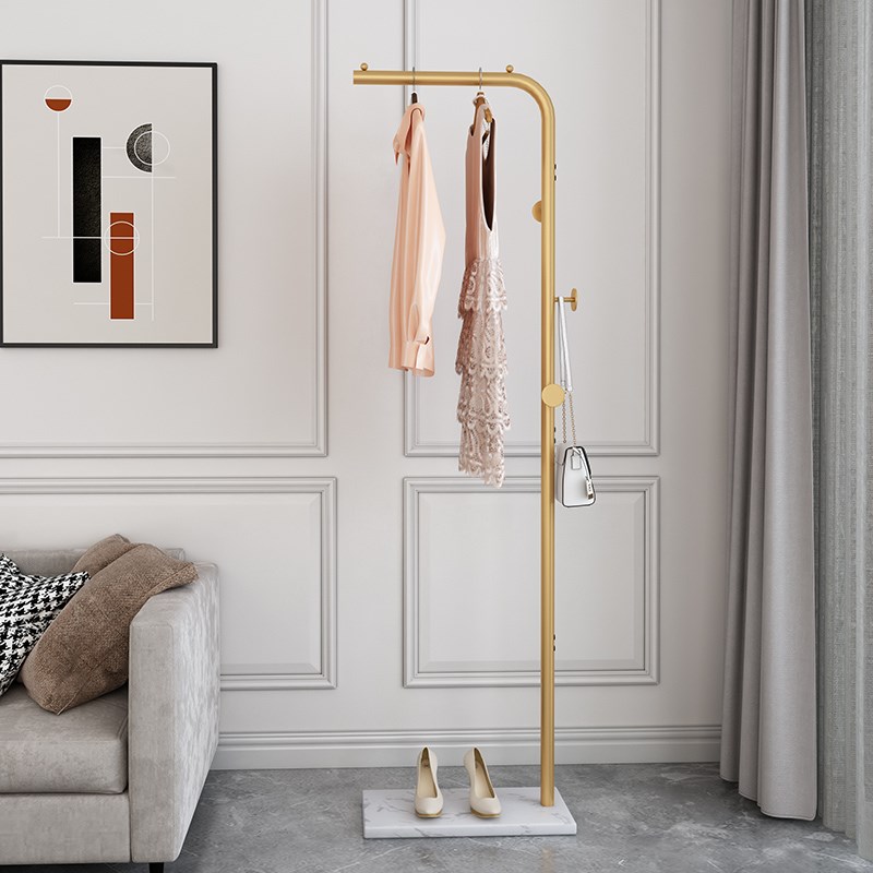 挂衣架落地卧室简易家用置物架轻奢室内杆式晾衣服架子床头衣帽架
