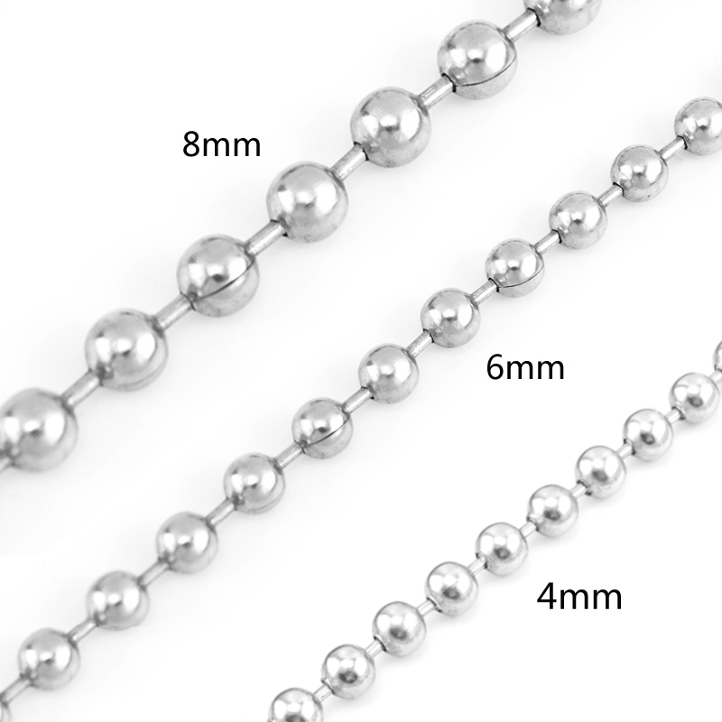 4mm/6mm/8mm Stainless Steel Bead Chain big Ball punk Necklac