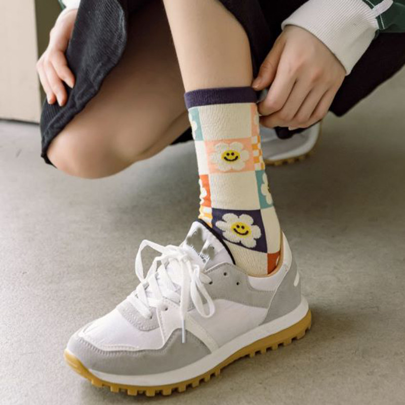2 Pair Print Cute Long Winter Socks Women Fashion New Flower