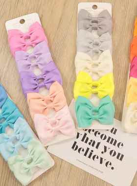 10PcsSet Handmade Satin Rainbow Hair Bows For Girl Hair Cli