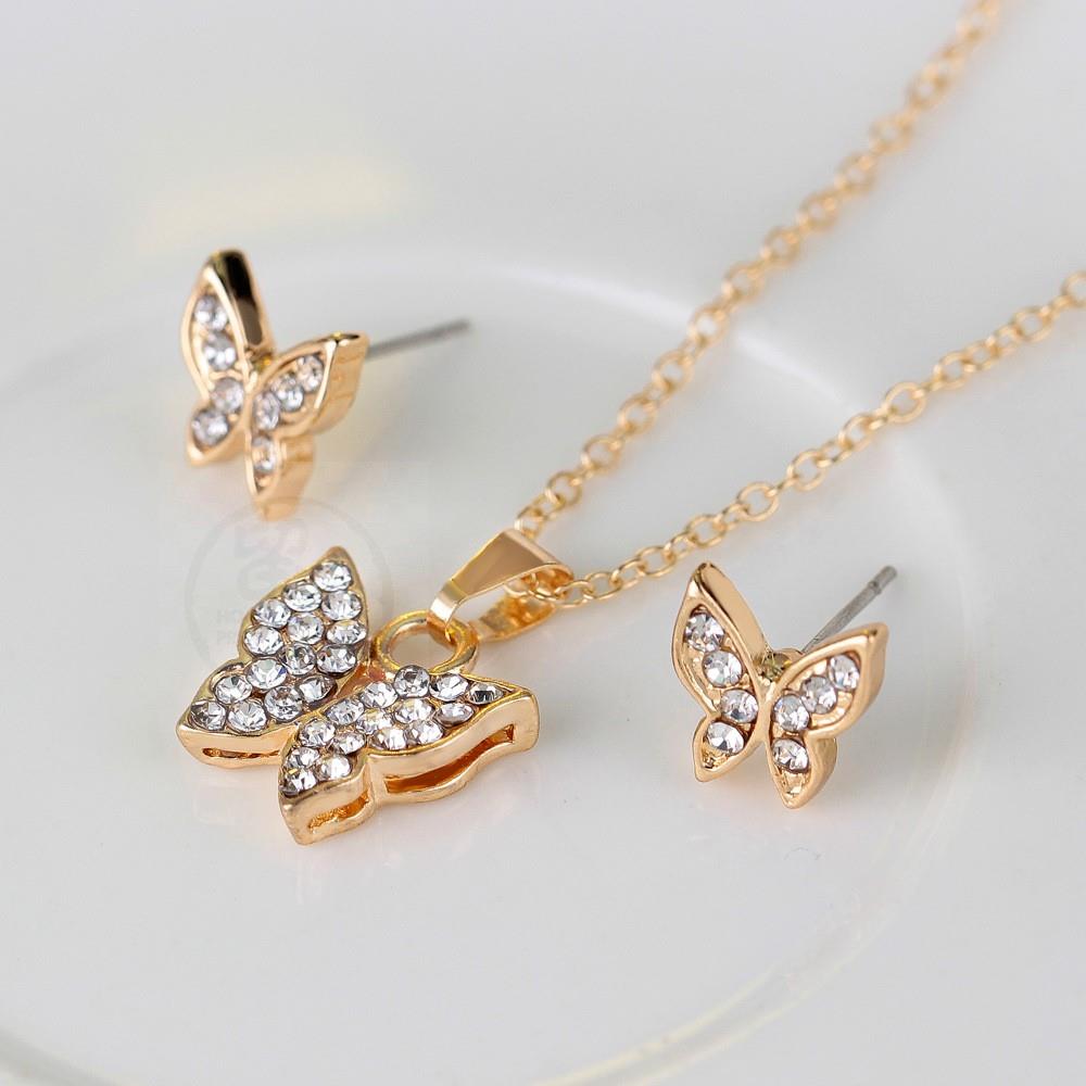 。Exquisite jewelry Four Piece Set Butterfly Necklace Earrin