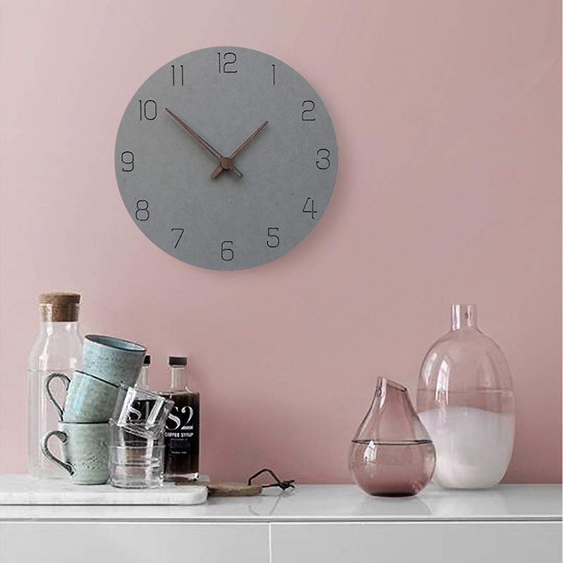 钟表家用时尚创意时钟挂墙挂钟客厅北欧个性艺术挂表水泥极简灰色