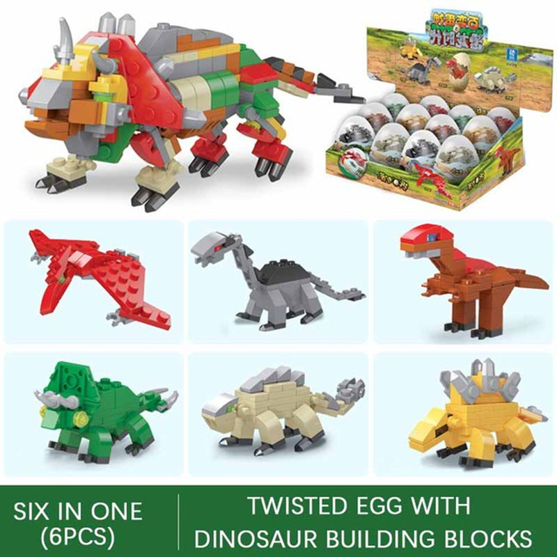 Assembly Diy Dinosaur 6 In1 Building Block Twist Egg Transfo