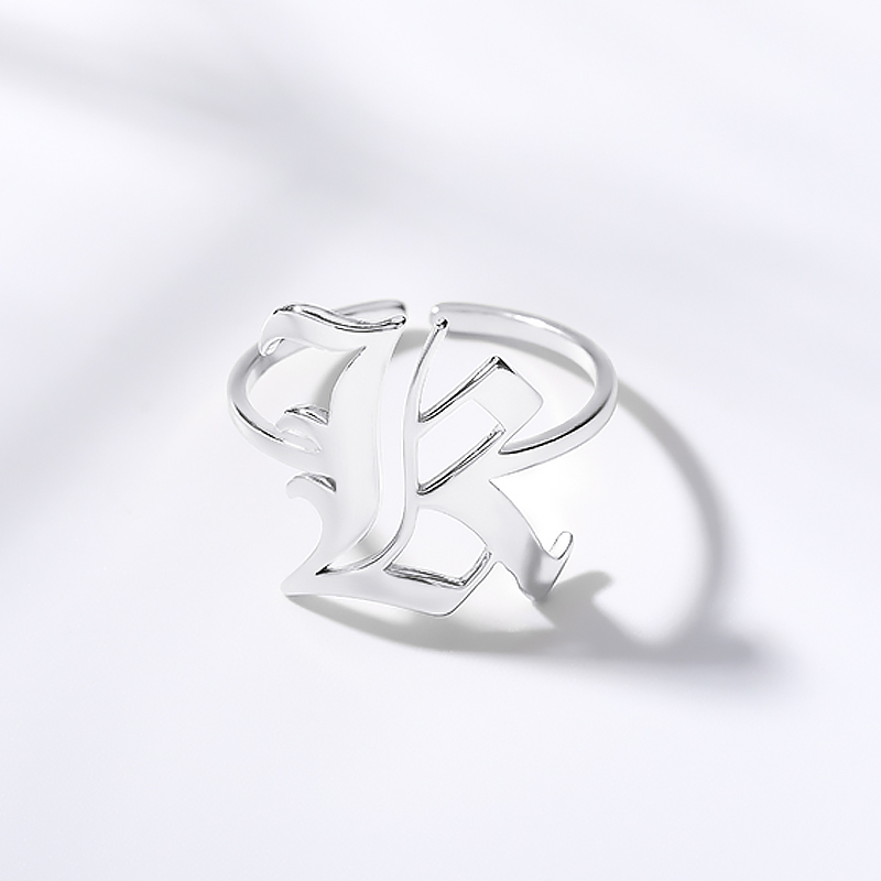 Initial Letter Rings For Women Open Adjustable Stainless Ste