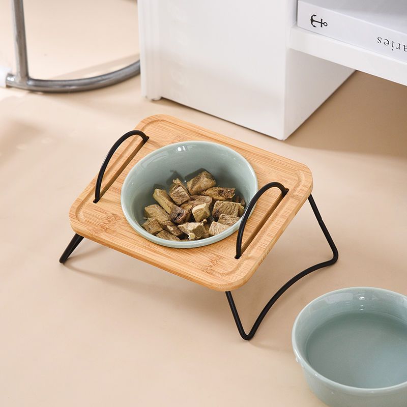 猫碗陶瓷斜口保护颈椎狗狗食盆宠物猫粮加高脚猫咪防打翻饭碗狗碗