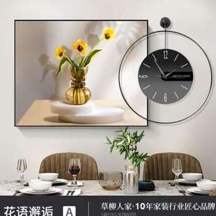 电表箱画装 新品 o饰画带p钟表可推拉遮配电箱总开关盒网路