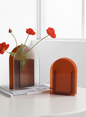 速发风艺术花插高级感亚克力饰瓶家居装花品几摆创意何件