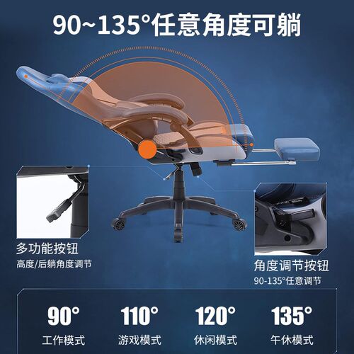 速发电脑椅椅子家用办公椅宿舍电竞椅靠背椅可躺升降转椅竞技座椅