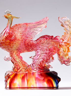 速发琉璃性凤家居摆件院装饰品闺蜜凤结婚礼物凰舞九天工艺品