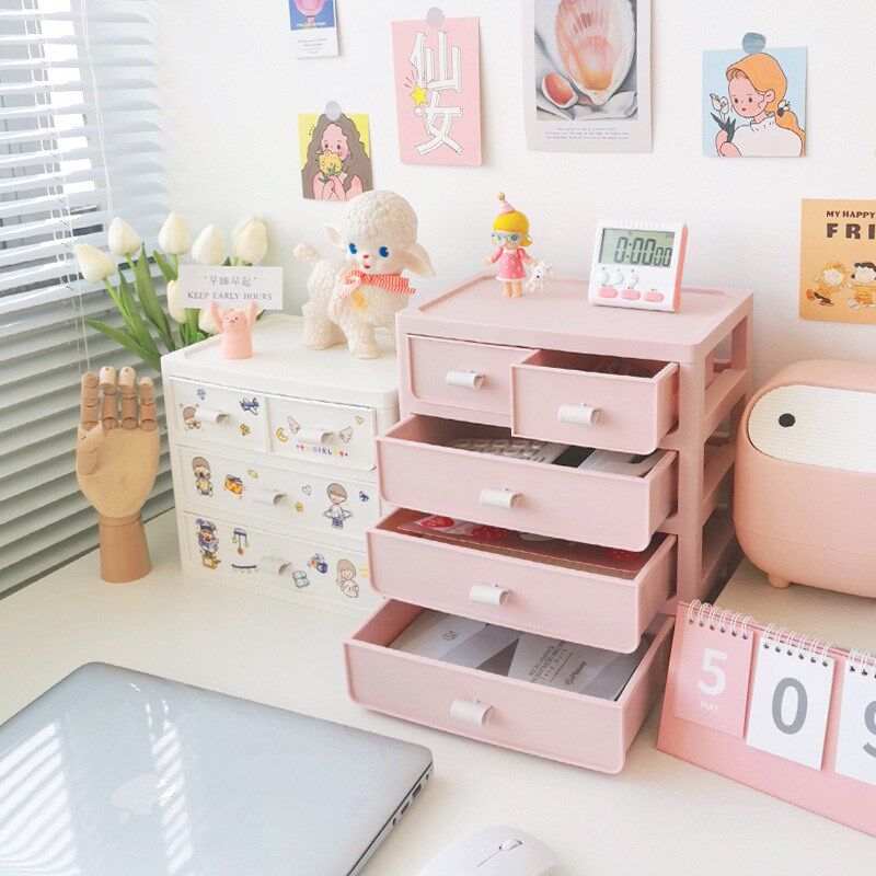 速发面桌收纳盒文屉式少心风学生宿舍抽具化妆品整理置雁冰