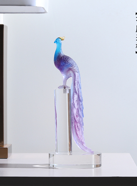 速发琉璃孔雀摆件有凤来栖结迁客物轻奢风工艺品礼厅装饰搬家乔婚