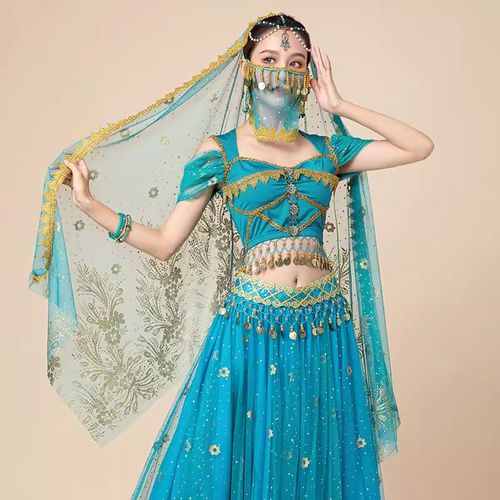 速发肚皮舞头巾煌饰面纱坞演出服装头饰服配舞蹈敦茉莉公主头纱头