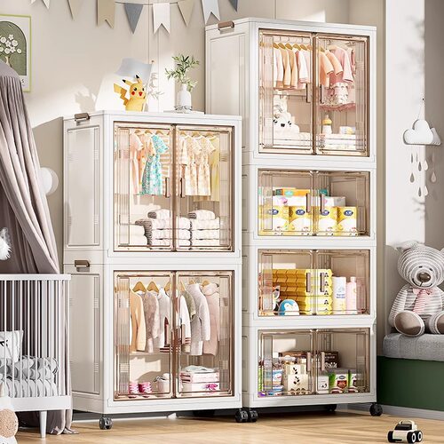 速发免安装宝宝儿柜用童衣服整理箱婴儿小衣橱塑料家衣简易收纳储