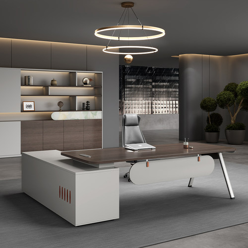 速发E0级办公桌老经桌大班台板理主管简约全套组合桌椅桌子办公室