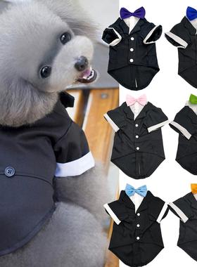 黑色红色灰色蓝色领结王子绅士西装燕尾服圣诞结婚礼服狗狗衣服