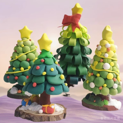 超轻黏土圣诞树手工DIY材料包