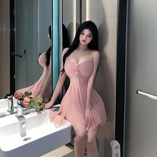 蕾丝家居服可巨好看 情趣风性感睡衣女带胸垫美背吊带睡裙春夏薄款