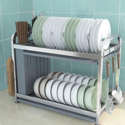304不锈钢碗架沥水架双层家用晾放碗盘碗碟碗筷收纳盒厨房置物架