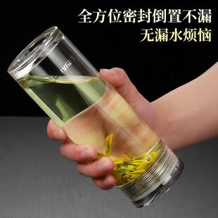 格亚大容量玻璃杯单层加厚商务茶杯高档便携杯子车载泡茶水杯男