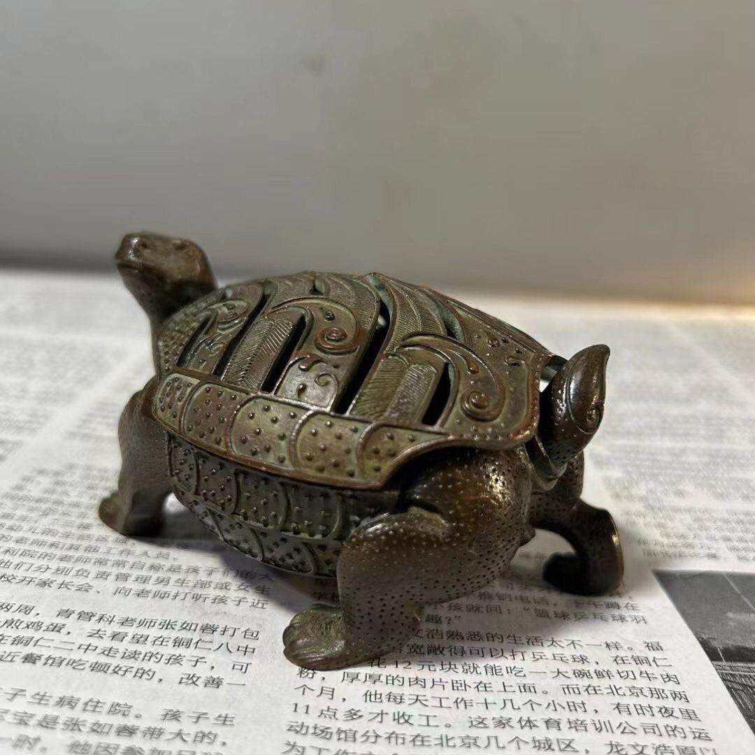 仿古香炉小乌龟香薰炉带盖龙龟熏香炉茶宠可爱海龟香炉摆件
