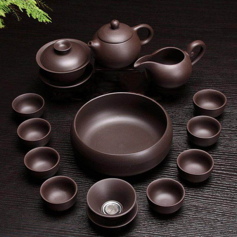 景德镇原矿紫砂茶具套组家用客厅陶瓷功夫茶杯西施壶办公室泡茶茶