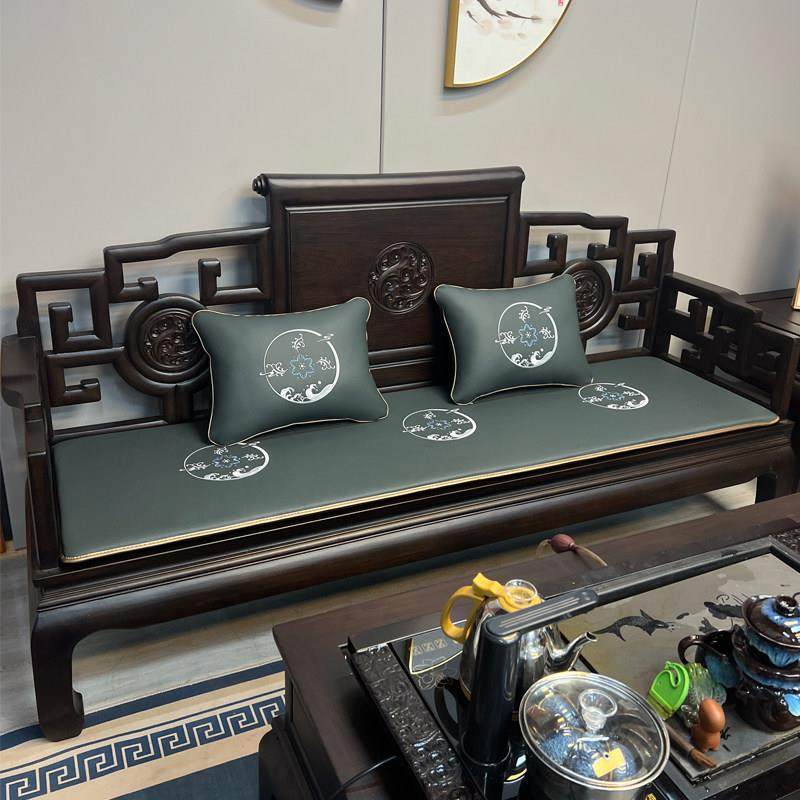 中式红木沙发皮坐垫双面四季通用实木茶椅圈椅罗汉床坐垫防滑定制