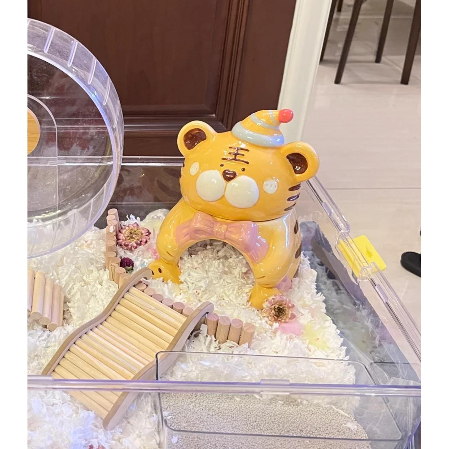 仓鼠瓷巢住所金熊虎头瓷碗虎爪水瓶水壶陶瓷宠物用品豪华