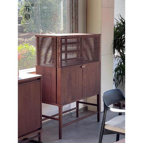 苏卯新中式实木茶柜边柜玄关柜置物柜简约门厅展示柜餐边柜收纳柜