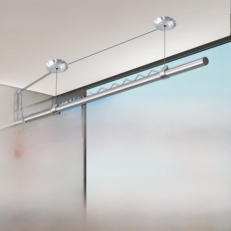 防风手摇晾衣架升降家用晾衣杆阳台顶装固定式手动单排单杆凉衣捍