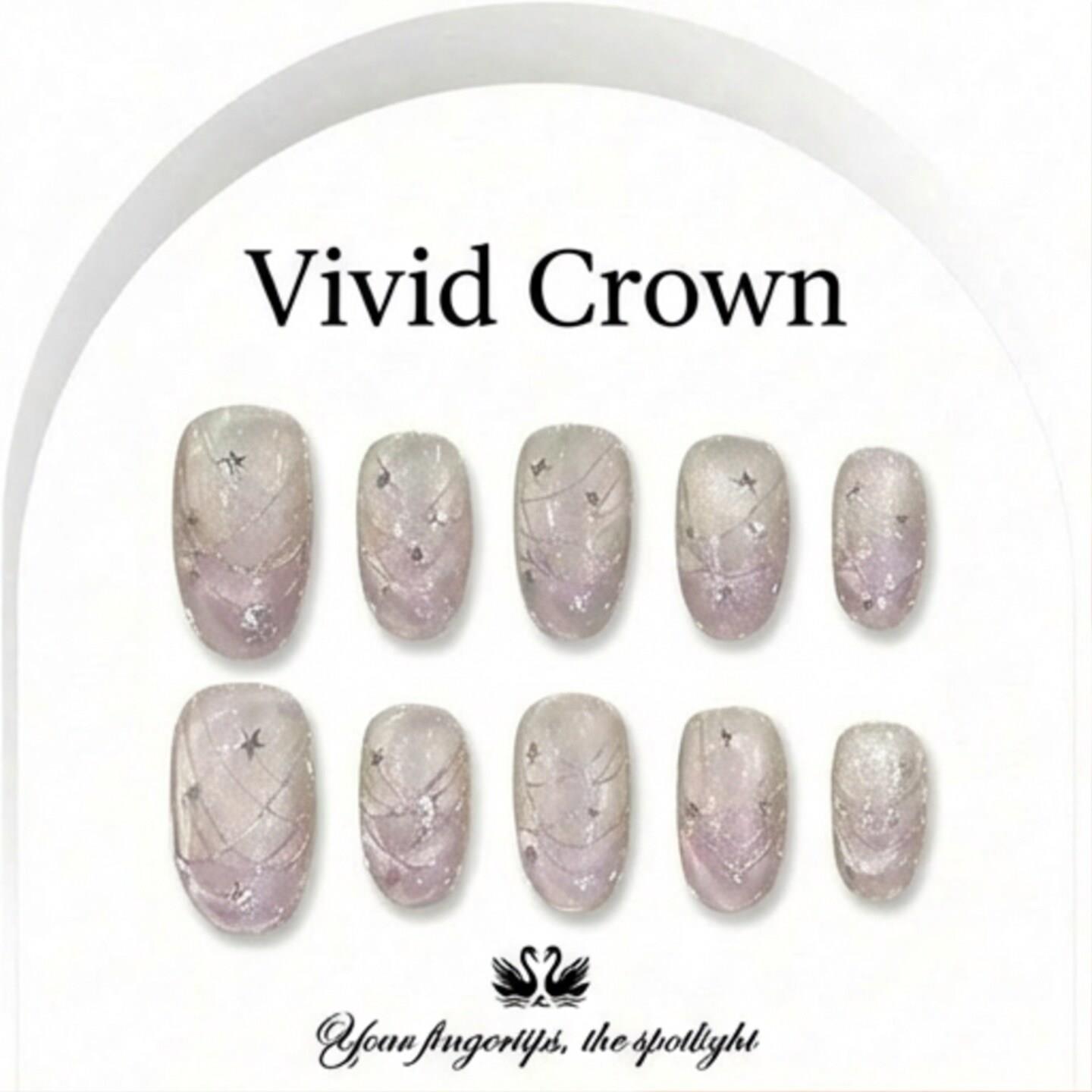 VividCrown渐变穿戴甲钻饰欧美风复古风甲片美甲贴片闪粉星星质感