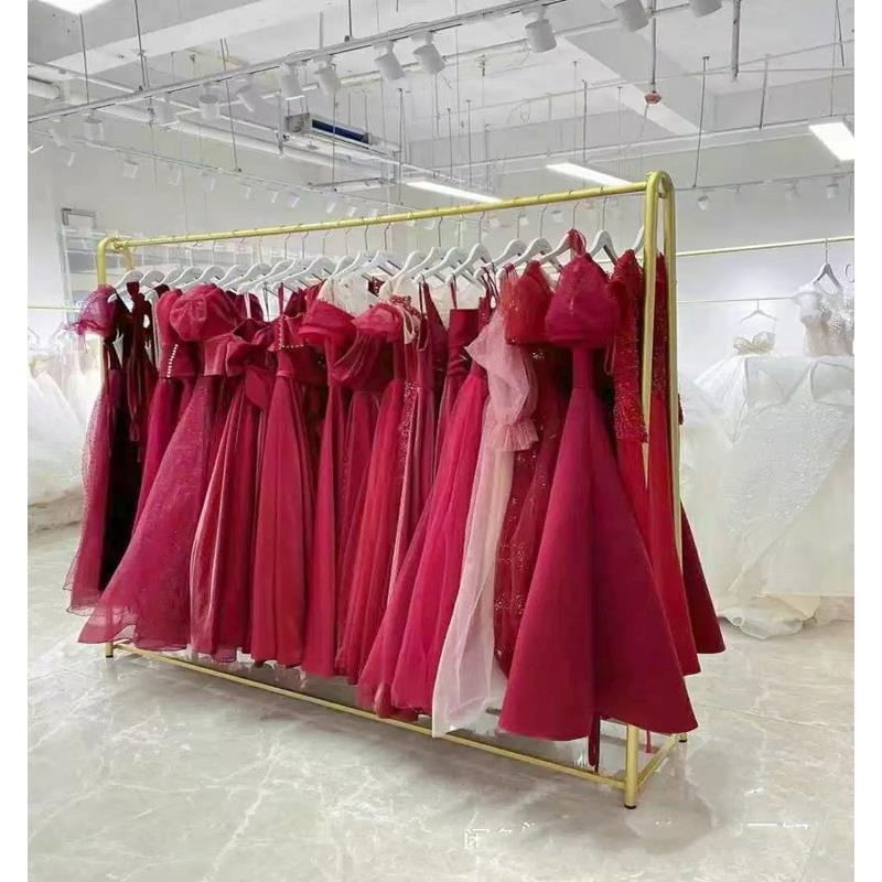 金色影楼专用婚纱展示架落地式工作室礼服馆旗袍秀禾服陈列货架