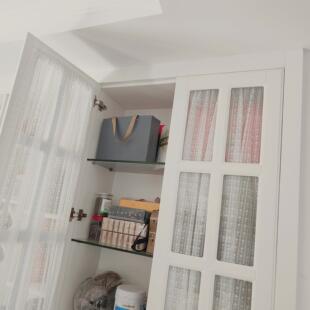 拾光玻璃门绷纱帘柜门帘遮丑遮挡纱帘免打孔魔术贴黏贴书柜窗帘