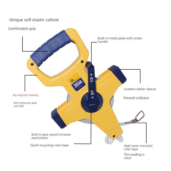 长城精工卷尺50米框架手摇钢卷尺30米长卷尺100米工程卷尺