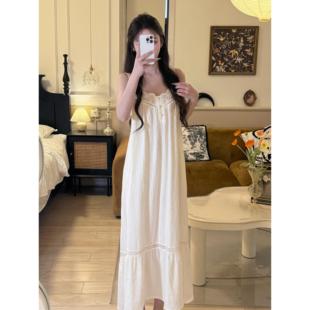 甜彤崽*茉白 夏季睡裙透气女法式蕾丝可外穿覆古少女连衣裙长睡衣