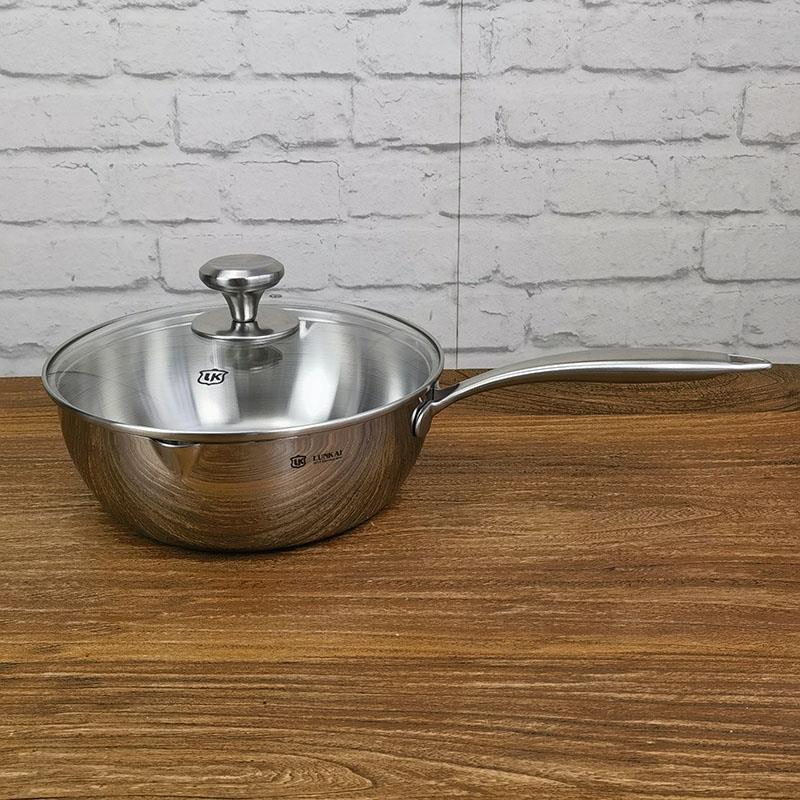 小暇304不锈钢雪平锅无涂层不沾锅小炒锅汤锅煎炒煮多用锅20/24cm