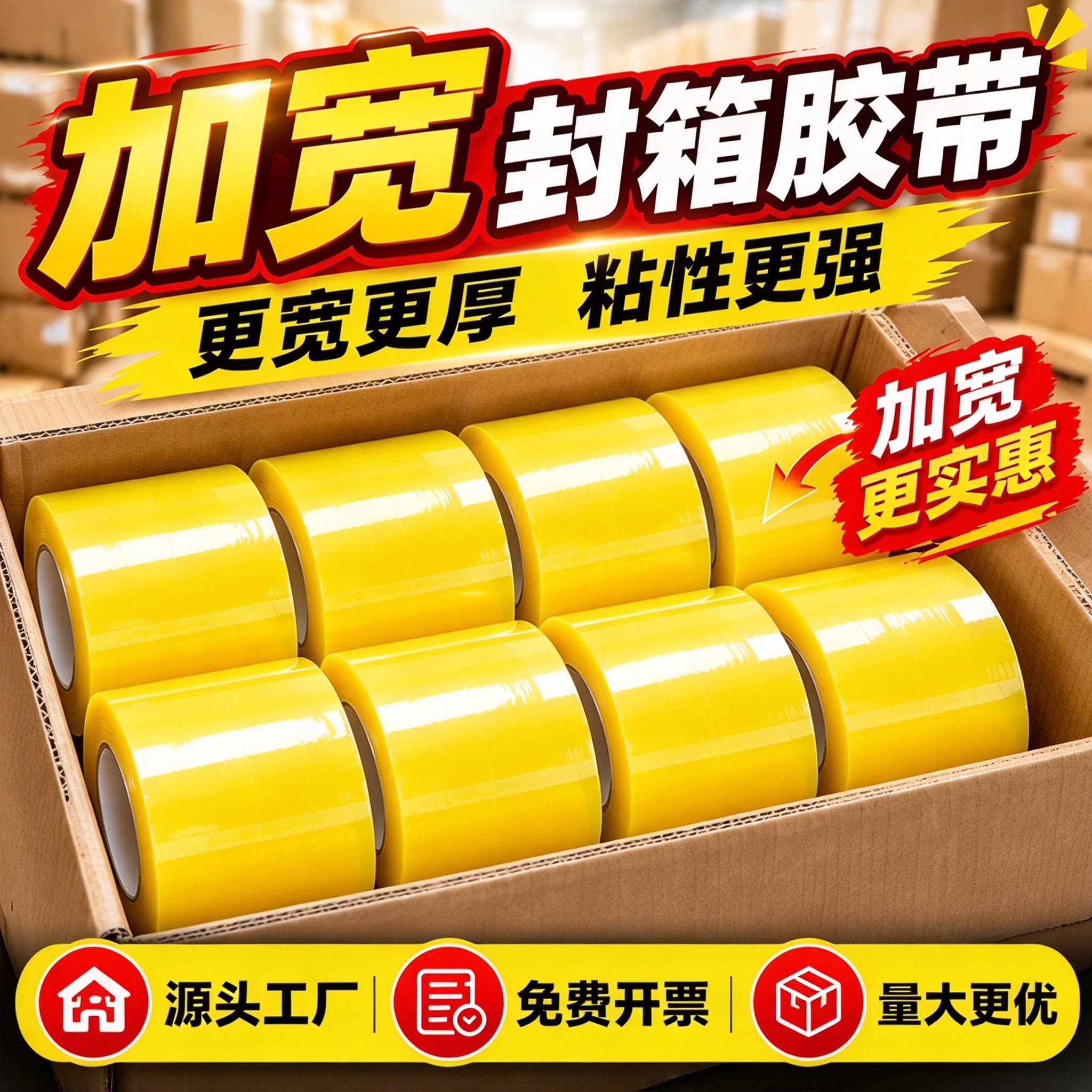 高粘度宽胶带透明大号宽胶布打包加宽透明胶带大卷装封箱饮料包装